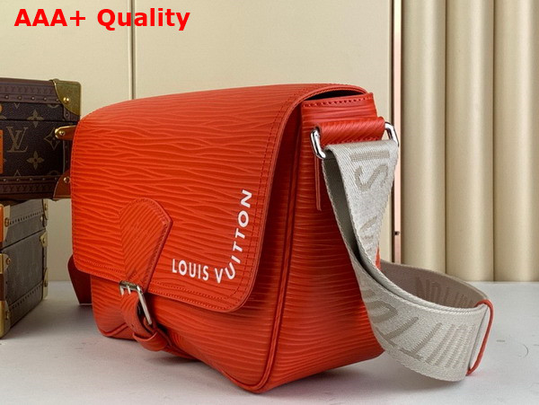 Louis Vuitton Montsouris Messenger Bag in Orange Calfskin Embossed with the Houses Epi Motif Replica