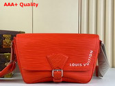 Louis Vuitton Montsouris Messenger Bag in Orange Calfskin Embossed with the Houses Epi Motif Replica