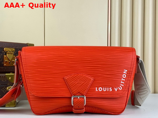 Louis Vuitton Montsouris Messenger Bag in Orange Calfskin Embossed with the Houses Epi Motif Replica