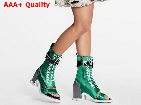 Louis Vuitton Moonlight Half Boot Green Satin 1AA0LH Replica