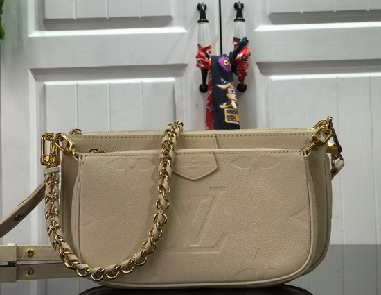 Louis Vuitton Multi Pochette Accessoires Creme Monogram Empreinte Leather M80447 Replica