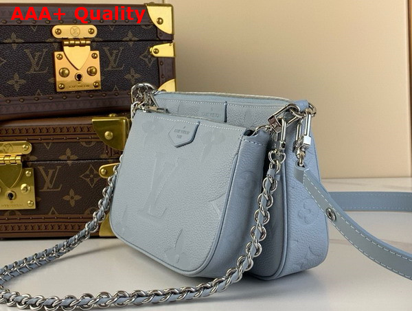 Louis Vuitton Multi Pochette Accessoires Cross Body Bag in Blue Washed Monogram Empreinte Leather M47173 Replica