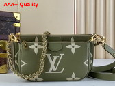 Louis Vuitton Multi Pochette Accessoires Cross Body Bag in Khaki Monogram Empreinte Leather Replica