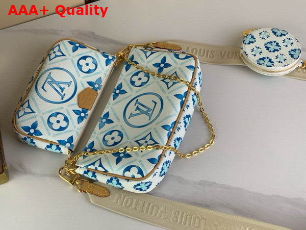 Louis Vuitton Multi Pochette Accessoires Lagoon Blue Monogram Tiles Coated Canvas M25374 Replica