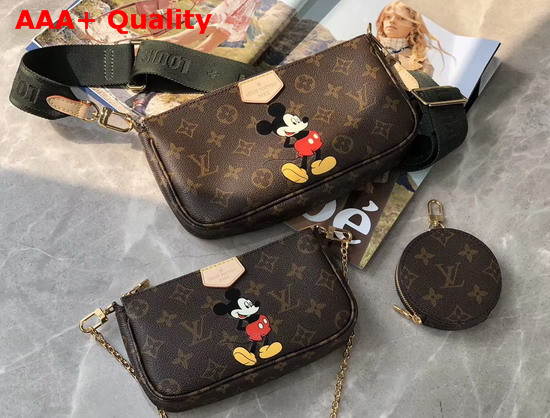 Louis Vuitton Multi Pochette Accessoires Monogram Canvas with Mickey Mouse Print Replica