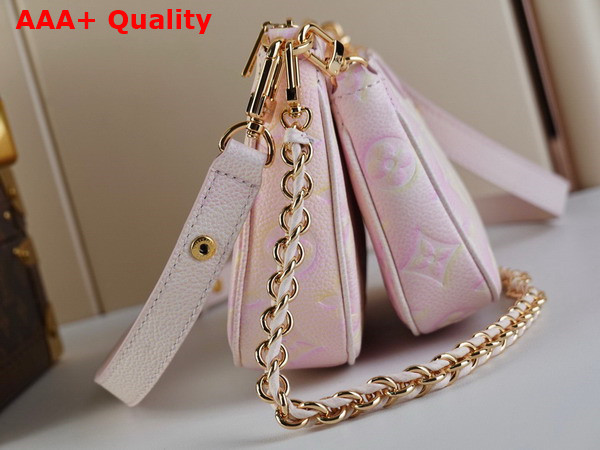 Louis Vuitton Multi Pochette Accessoires Pink Sprayed and Embossed Grained Cowhide Leather M46093 Replica