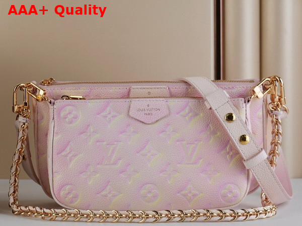 Louis Vuitton Multi Pochette Accessoires Pink Sprayed and Embossed Grained Cowhide Leather M46093 Replica