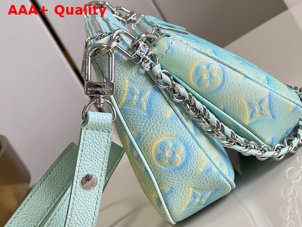 Louis Vuitton Multi Pochette Accessoires Vert Deau Green Sprayed and Embossed Grained Cowhide Leather M46180 Replica
