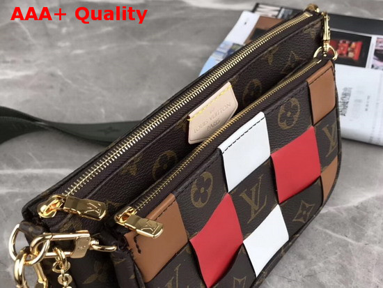 Louis Vuitton Multi Pochette Accessoires in Monogram Canvas Woven with Smooth Colored Leather Replica