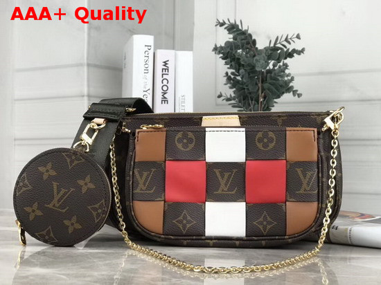 Louis Vuitton Multi Pochette Accessoires in Monogram Canvas Woven with Smooth Colored Leather Replica