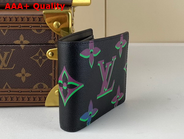 Louis Vuitton Multiple Wallet Black Borealis Calf Leather with the Monogram Spotlight Print M82297 Replica