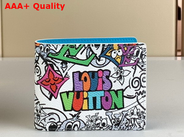 Louis Vuitton Multiple Wallet Blue Monogram Comics Coated Canvas M82023 Replica