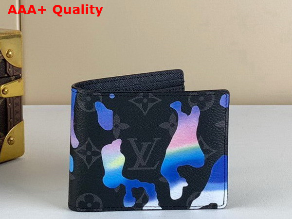 Louis Vuitton Multiple Wallet Blue and Purple Sunrise Mnogram Eclipse Coated Canvas M81750 Replica