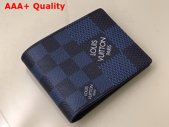 Louis Vuitton Multiple Wallet Navy Blue Damier Graphite 3D Coated Canvas N60433 Replica