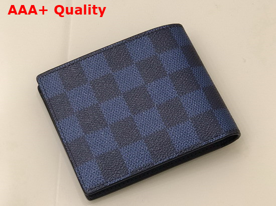 Louis Vuitton Multiple Wallet Navy Blue Damier Graphite 3D Coated Canvas N60433 Replica