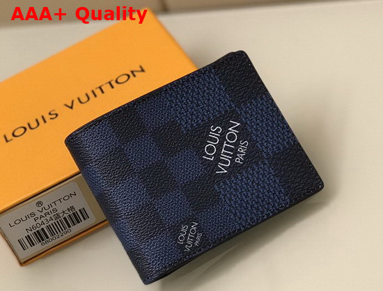 Louis Vuitton Multiple Wallet Navy Blue Damier Graphite 3D Coated Canvas N60433 Replica