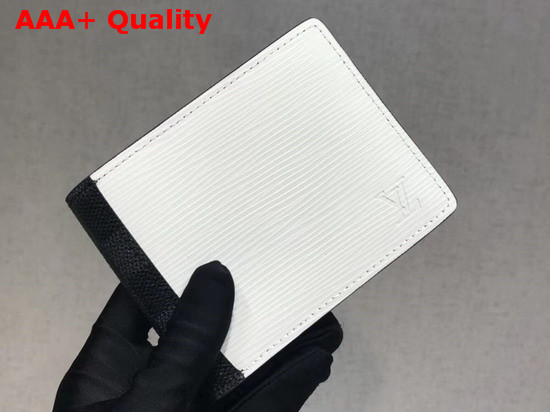 Louis Vuitton Multiple Wallet White and Blue Epi Cowhide Leather and Damier Graphite Coated Canvas Replica