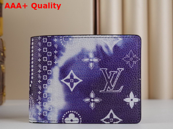 Louis Vuitton Multiple Wallet in Blue Monogram Bandana Printed Cowhide Leather Replica