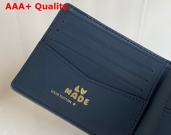 Louis Vuitton Multiple Wallet in Blue Monogram Denim and Navy Blue Taurillon Leather Replica