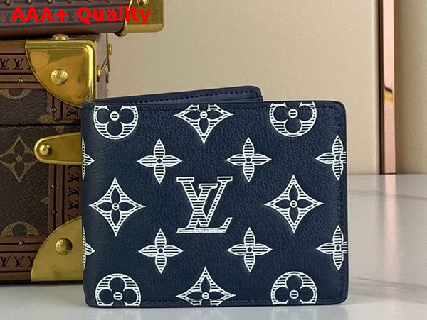 Louis Vuitton Multiple Wallet in Navy Blue Monogram Shadow Calf Leather M83379 Replica