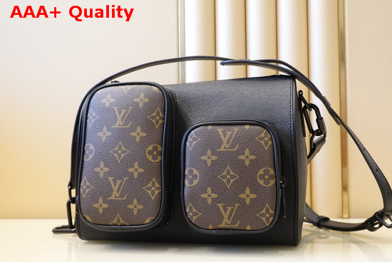 Louis Vuitton Multipocket Speedy Bag in Black Taiga Leather and Monogram Canvas Replica