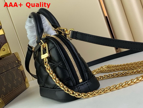 Louis Vuitton Nano Alma Bag in Black Lambskin with Malletage Pattern M83048 Replica