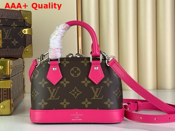 Louis Vuitton Nano Almo Bag in Monogram Canvas with Fuchsia Leather Trim Replica