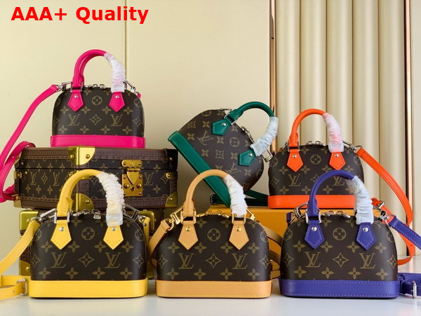 Louis Vuitton Nano Almo Bag in Monogram Canvas with Fuchsia Leather Trim Replica