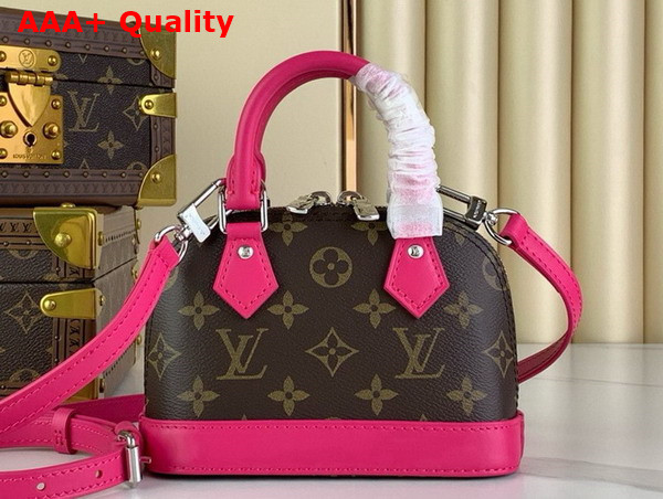 Louis Vuitton Nano Almo Bag in Monogram Canvas with Fuchsia Leather Trim Replica