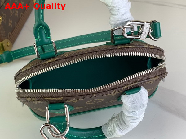 Louis Vuitton Nano Almo Bag in Monogram Canvas with Green Leather Trim Replica