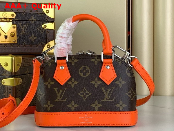 Louis Vuitton Nano Almo Bag in Monogram Canvas with Orange Leather Trim Replica