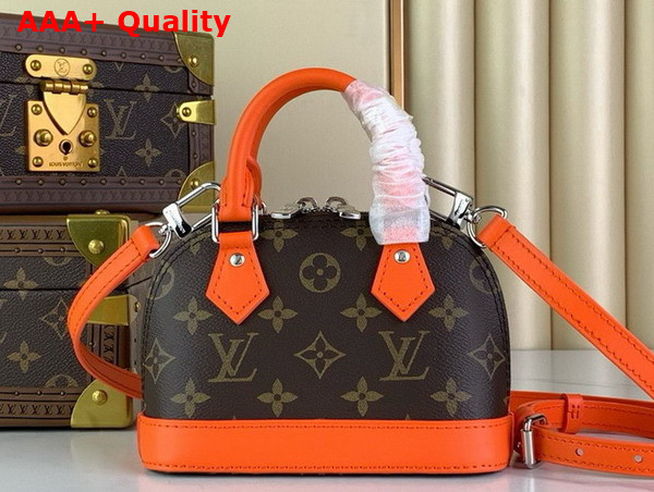 Louis Vuitton Nano Almo Bag in Monogram Canvas with Orange Leather Trim Replica