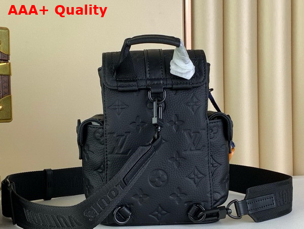 Louis Vuitton Nano Christopher Black Taurillon Monogram Embossed Cowhide Leather M83164 Replica