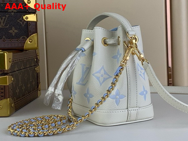 Louis Vuitton Nano Noe Bag Latte Candy Blue Bicolor Monogram Empreinte Leather Replica