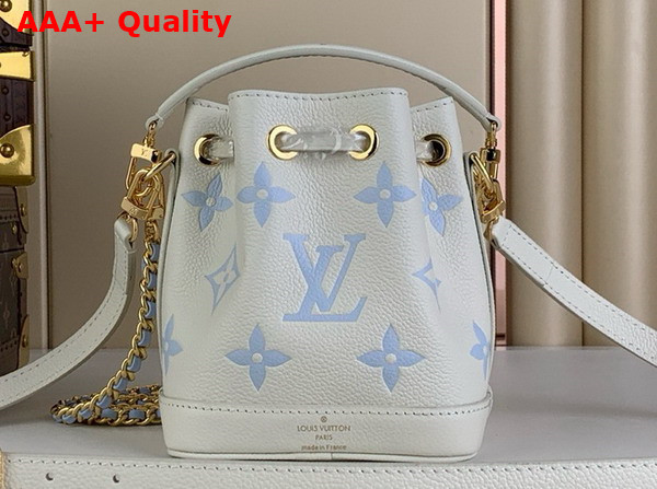 Louis Vuitton Nano Noe Bag Latte Candy Blue Bicolor Monogram Empreinte Leather Replica