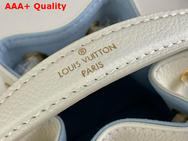 Louis Vuitton Nano Noe Bag Latte Candy Blue Bicolor Monogram Empreinte Leather Replica