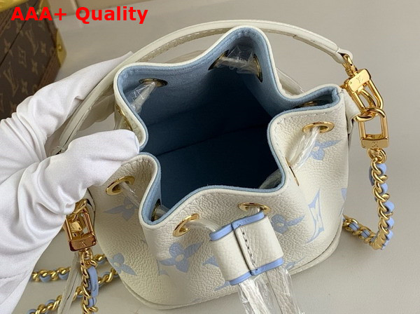 Louis Vuitton Nano Noe Bag Latte Candy Blue Bicolor Monogram Empreinte Leather Replica