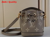 Louis Vuitton Nano Noe Bicolor Monogram Empreinte Leather Tourterelle Grey Cream M46291 Replica