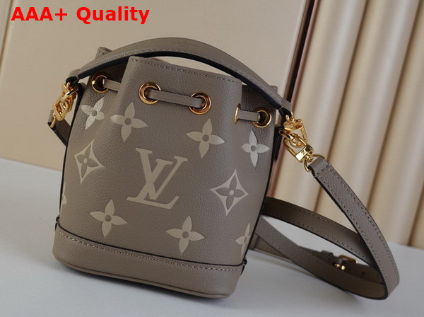 Louis Vuitton Nano Noe Bicolor Monogram Empreinte Leather Tourterelle Grey Cream M46291 Replica