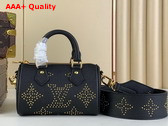 Louis Vuitton Nano Speedy Bag in Black Monogram Empreinte Grained Cowhide Leather with Studs Replica