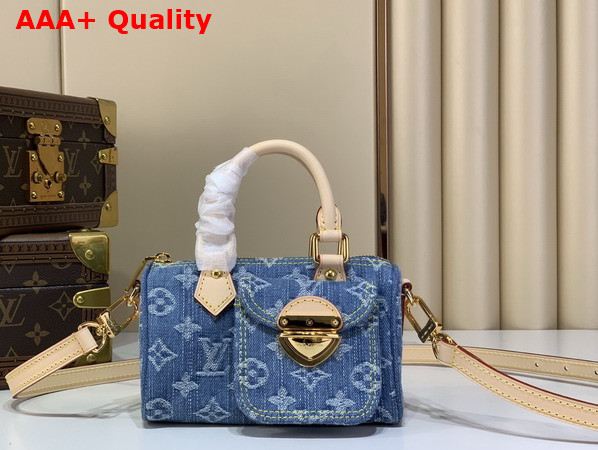 Louis Vuitton Nano Speedy Bag in Blue Monogram Denim Replica