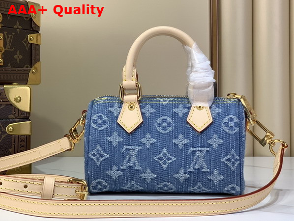 Louis Vuitton Nano Speedy Bag in Blue Monogram Denim Replica