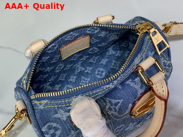 Louis Vuitton Nano Speedy Bag in Blue Monogram Denim Replica