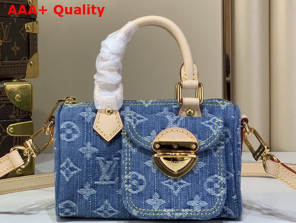 Louis Vuitton Nano Speedy Bag in Blue Monogram Denim Replica