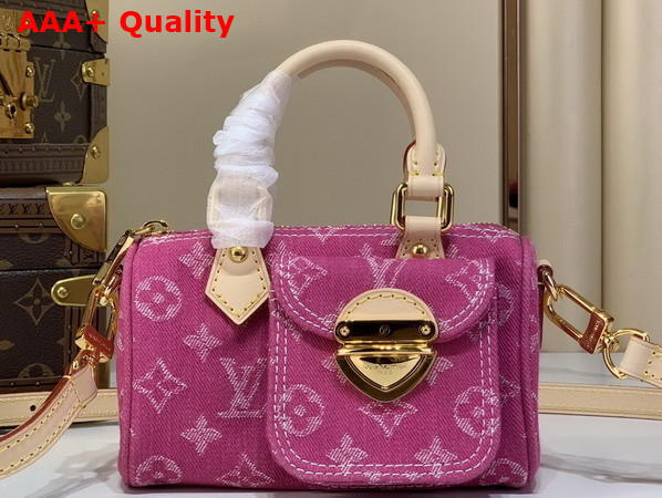 Louis Vuitton Nano Speedy Bag in Fuchsia Monogram Denim M27603 Replica