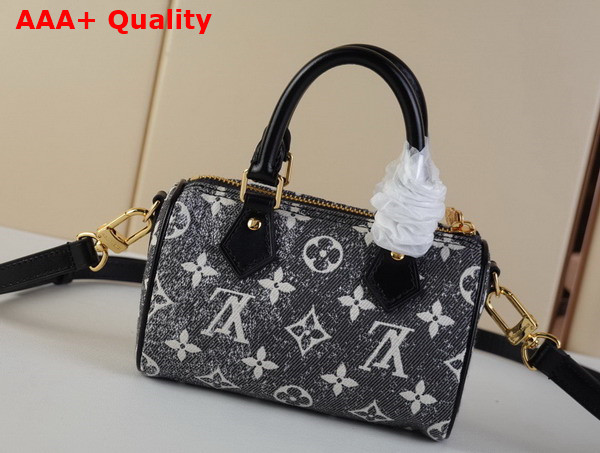 Louis Vuitton Nano Speedy Bag in Gray Monogram Jacquard Denim Replica