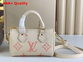 Louis Vuitton Nano Speedy Bicolor Monogram Empreinte Leather Creme Rose Trianon Replica
