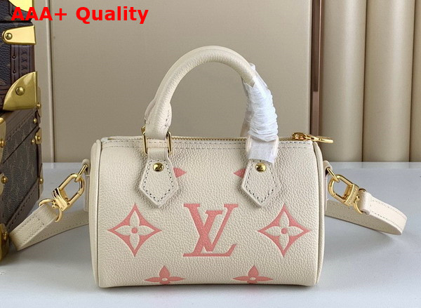 Louis Vuitton Nano Speedy Bicolor Monogram Empreinte Leather Creme Rose Trianon Replica
