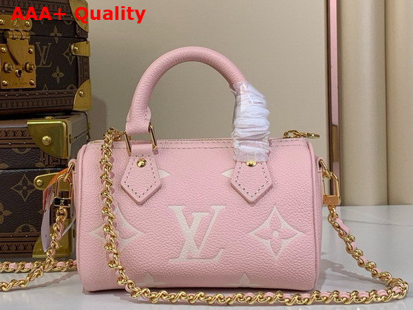 Louis Vuitton Nano Speedy in Bicolor Monogram Empreinte Leather Rose White Quartz Replica