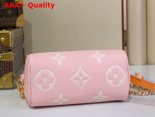 Louis Vuitton Nano Speedy in Bicolor Monogram Empreinte Leather Rose White Quartz Replica